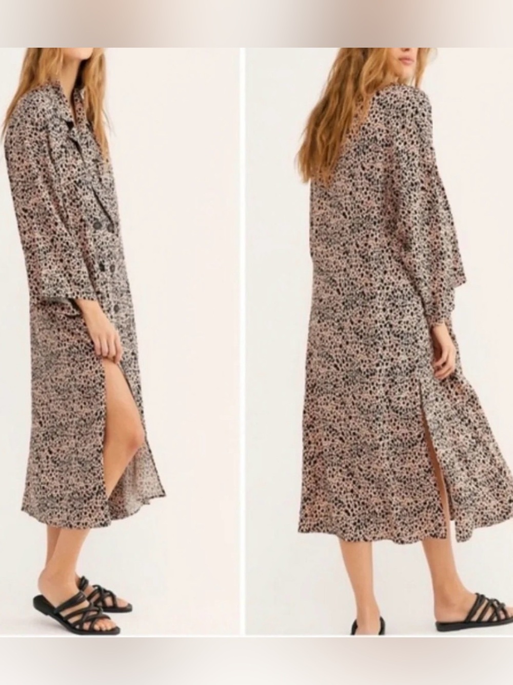 Free People Daria Leopard Trench Coat S